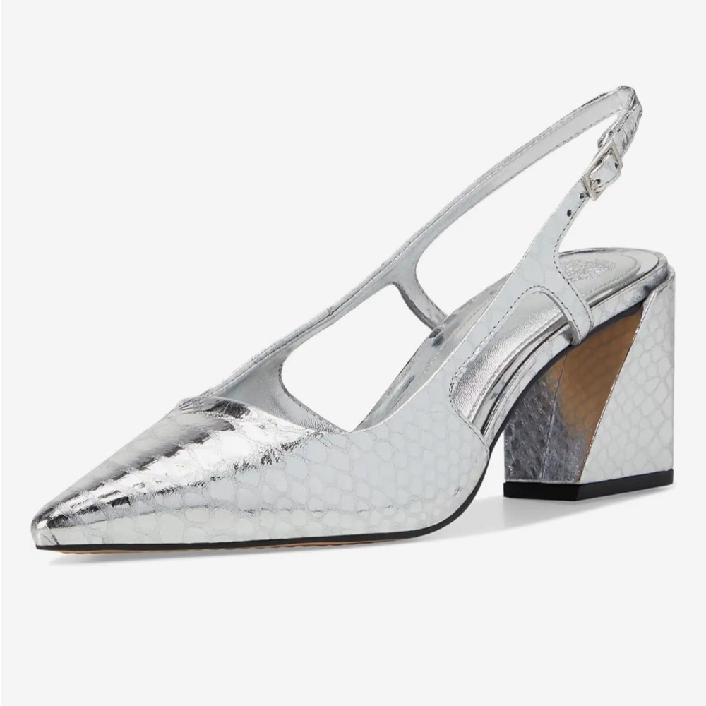 Vince camuto silver sling back heels